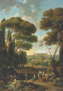 A classical landscape with a view of Rome