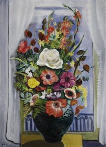 Grand Bouquet Devant La Fenetre by Jean Kisling