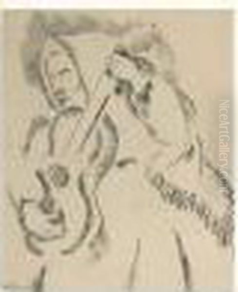 Femme A La Guitare - view 1