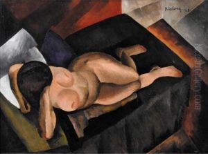 Nu Sur Un Divan Noir by Jean Kisling