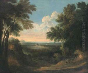 A wooded landscape with two figures in the foreground 2 by Jan Frans Van Bloemen (Orizzonte)