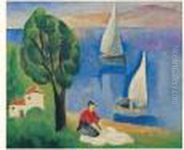 Provence, Lavandiere Devant La Mer - view 1