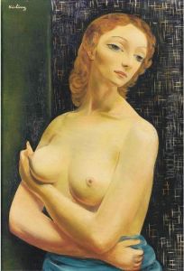 Portrait De Jeune Femme Au Buste Nu (ingrid Rouge) by Jean Kisling