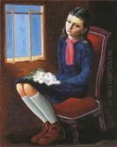 Jeune Fille Assise Aux Marguerites by Jean Kisling
