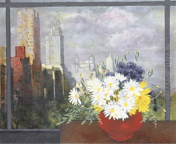 Bouquet De Fleurs Devant La Fenetre, New York - view 1