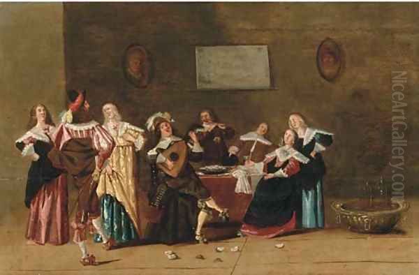 Elegant company making merry in an interior - view 1