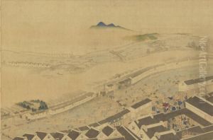 Warehouses Along The River In Nihonbashi by Kobayashi Kiyochika