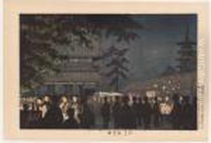 Asakusa Yomise (night Stalls In The Temple Precincts At Asakusa) by Kobayashi Kiyochika