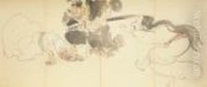 Comic Handscroll by Kobayashi Kiyochika