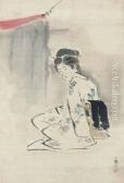 Woman Seated Next To Mosquito Net - view 1