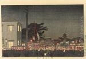 Hisamatsu-cho Nite Miru Shukka Meiji Juyonen Nigatsu Juichinichi Yoru Taika by Kobayashi Kiyochika