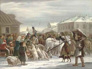 Bazaar on Sennaya by Aleksander Osipovich Orlovski