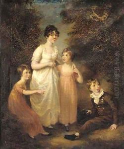 Portrait of four children, small full-length, in a landscape Portrait of four children, small full-length, in a landscape