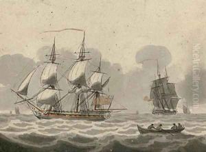 Frigates passing in the Channel by Samuel Owen