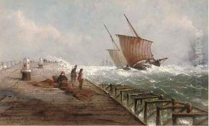 A breezy day at the harbour mouth, Yarmouth by John Connell Ogle