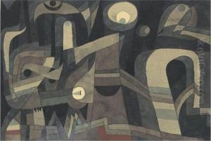 Nachts (grun/indischrot, Duster) At Night (green-indian Red, Gloomy) by Paul Klee