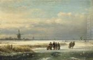 Skaters On The Ice by Lodewijk Johannes Kleijn