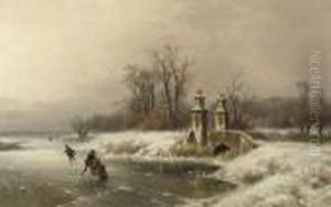 Een Wintergezicht: Skaters On The Ice by Lodewijk Johannes Kleijn