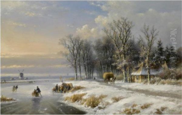 Skaters On The Ice Near A 'koek En Zopie' - view 1