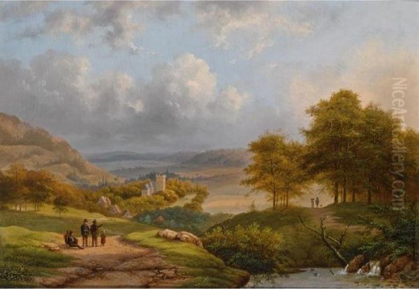 Figures In An Extensive Summer Landscape Near Cleves - view 1