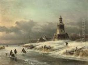 On The Ice Near A Lighthouse
