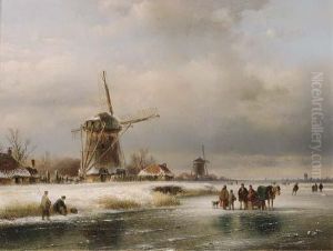 A Frozen Winter Landscape by Lodewijk Johannes Kleijn