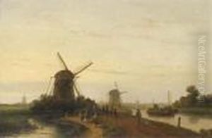 Figures Along A Canal Near The Hague thumbnail