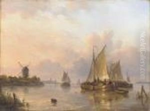 Shipping In A Dutch Harbor by Lodewijk Johannes Kleijn