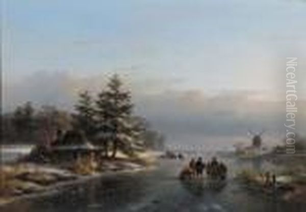 Peasants Conversing On A Frozen River, A Koek En Zopie Beyond - view 1