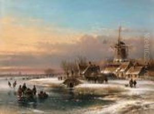 A Winter Landscape by Lodewijk Johannes Kleijn