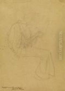 Weibliche Gestalt In Langem Gewand, Ein Saiteni Strumentspielend by Gustav Klimt