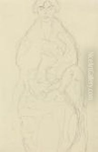 Sitzende Dame In Ganzer Figur Von Vorn by Gustav Klimt