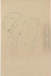 Brustbild Eines Madchens Mit Herabfallenden Zopfen, Den Kopf Nachlinks Geneigt by Gustav Klimt