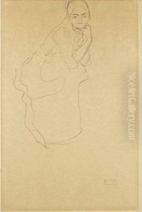 Femme Assise (mit Aufgestutztem Kinn Nach Rechts Sitzend) by Gustav Klimt