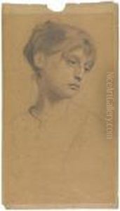 Study Of A Head For Theleft-hand Figure Of The Ceiling Fresco "the Dance" by Gustav Klimt