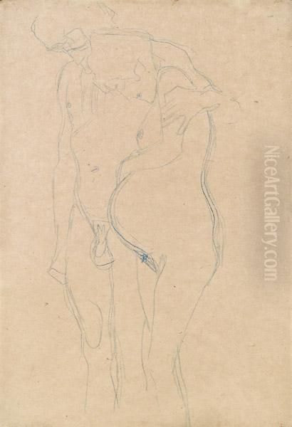 Pregnant Woman With A Man Turning To The Left - view 1