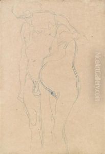 Pregnant Woman With A Man Turning To The Left by Gustav Klimt