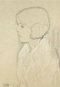 Madchenbrustbild Nach Links by Gustav Klimt