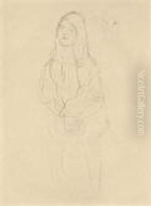 Sitzendes Madchen Nach Links, Kopfwiederholung by Gustav Klimt