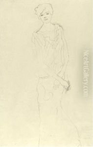 Tanzerin, Stehend Von Vorne Or Stehendes Madchen by Gustav Klimt