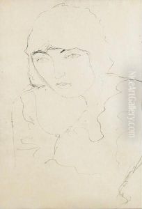Brustbild Im Dreiviertelprofil Bach Links by Gustav Klimt