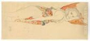 Liegender Halbakt Nach Rechts by Gustav Klimt