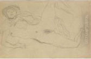 Halbakt Mit Gespreizten Beinen (half Nude With Legs Spread) by Gustav Klimt