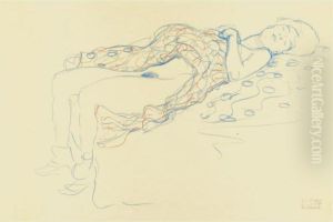 Liegender Halbakt Nach Rechts by Gustav Klimt