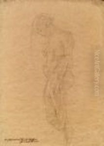 Stehender Frauenakt Nach Links by Gustav Klimt