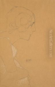 Kniestuck Im Profil Nach Rechts by Gustav Klimt