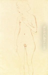 Stehender Akt Von Vorne by Gustav Klimt