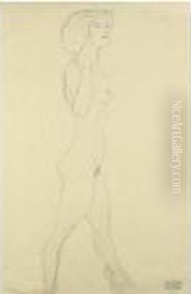 Woman Pacing (her Right Hand On The Shoulder, The Face Inthree-quarter Profile) - view 1