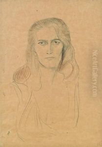 Brustbild Einer Frau Von Vorne by Gustav Klimt