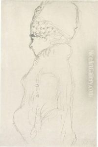 Damenbrustbild Mit Hohem Hut, Im Profil Nach Links by Gustav Klimt